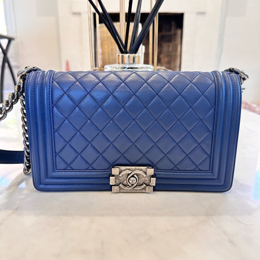 SALE!!! Chanel Blue Quilted Crossbody Bag with Chain Strap